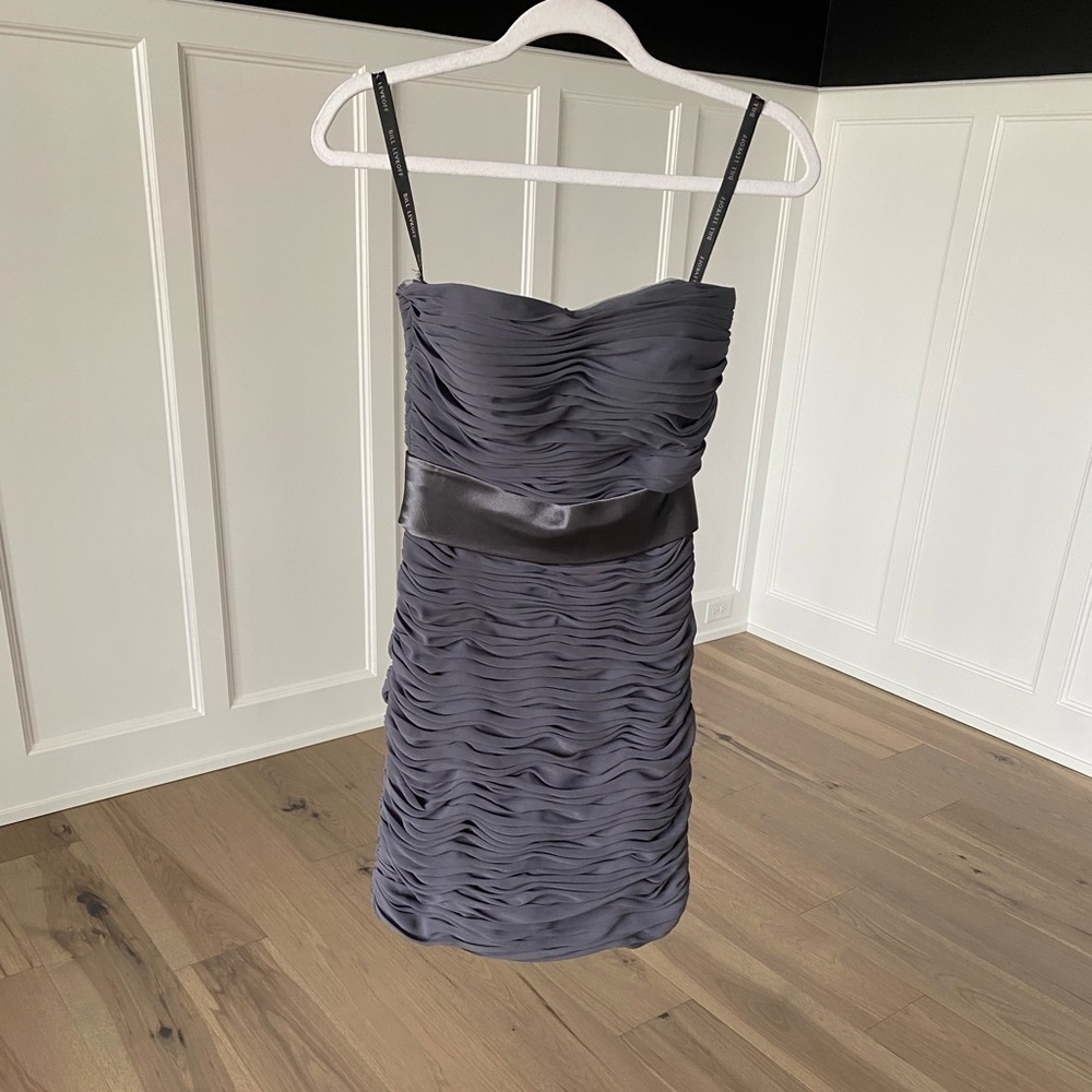 Bill Levkoff Gray Ruched Prom Dress